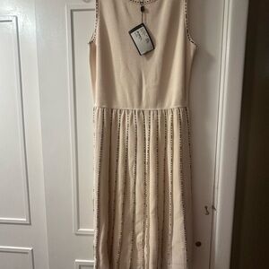 St. John Collection Beige Maxi Dress with Black Accents